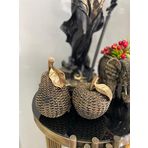 Dekoratif 2'li elma armut biblo polyester SİYAH (GOLD DETAYLI)