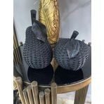 Dekoratif 2'li elma armut biblo polyester SİYAH RENK