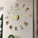 Dekoratif 3d Romen Rakamlı GOLD Ayna Pleksi Duvar Saati(10 CM RAKAM BOYU-SÜNGER DEĞİL MDF DESTEKLİ