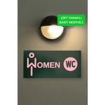 Dekoratif Ahşap 2D Kabartma Women Figürlü WC Tabelası - Pembe