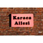 Dekoratif Ahşap Kapı Numaralığı, Kapı Isimliği, Isimli Daire Numarası, Otel Numarası ,oda Numarası-2 - Pembe - Siyah