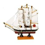 Dekoratif Ahşap Yelkenli Gemi Maketi, El Yapımı Denizcilik Temalı Model Gemi, 16x16 cm, Beyaz Yelkenli