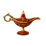 Dekoratif Alaaddin Sihirli Lambası, Vintage Metal Tasarım, 13x8,5 cm, Siyah (Kırmızı)