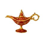 Dekoratif Alaaddin Sihirli Lambası, Vintage Metal Tasarım, 13x8,5 cm, Siyah (Sarı)