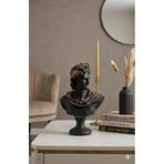 Dekoratif Apollo Büst Biblo – Antik Yunan Heykel Tarzı, Erkek Model Biblo Siyah Gold Detaylı Lüks Salon Konsol Süs Objesi (polyester)