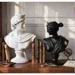 Dekoratif Apollo Diana Büst Biblo – Antik Yunan Heykel Tarzı, Biblo Siyah Beyaz Lüks Salon Konsol Süs Objesi (polyester)