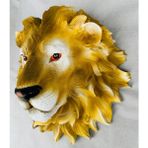 Dekoratif Aslan Kafası Duvar Dekorasyon Biblo Aslan Kral Biblo Duvara Monte 3D Aslan Kafası (40X40 Cm) | El Yapımı & El Boyaması - Kahverengi