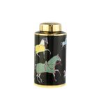 Dekoratif Atlı Büyük Boy Siyah Gold Küp 17X17X33 Cm Ak.Wlt0699