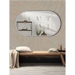 Dekoratif Ayna Duvar Aynası Konsol Aynası Mdf Elips Ayna 90x50 Cm 90 X 50 Beyaz