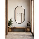 Dekoratif Ayna, Duvar Aynası, Konsol Aynası, Mdf, Elips Ayna, Çerçeveli Ayna 80x40 Cm 80 X 40 Siyah