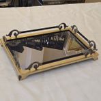 Dekoratif Aynalı Metal Tepsi 46X32 cm Antik