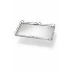 Dekoratif Aynalı Metal Tepsi, Krom Kaplama, 30x20x4 cm, Gümüş Renk, Şık Tasarım