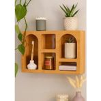 Dekoratif Bambu Duvar Rafı 40X28 Cm Dekor Obje Düzenleyici Organizer Raf