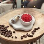 Dekoratif Bulut Tabak, Mini Beton Saksıda Soya Wax Şakayık Mum ve Cam Fanusta Çakmak Kağıtlı Kibrit - 1 Adet