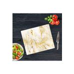Dekoratif Cam Kesme Tahtası Beyaz Altın Mermer 29 x 34 cm | Cam Kesme Tablası