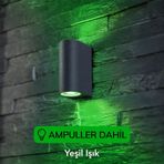 Dekoratif Çift Yönlü Antrasit Aplik - Yeşil Işık-Ampuller Dahil
