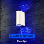 Dekoratif Çift Yönlü Beyaz Aplik - Mavi Işık - Ampuller Dahil