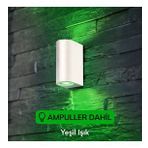 Dekoratif Çift Yönlü Beyaz Aplik - Yeşil Işık - Ampuller Dahil