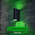 Dekoratif Çift Yönlü Siyah Aplik - Yeşil Işık - Ampuller Dahil