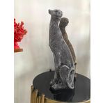 Dekoratif Çita Leopar Biblo büst Heykel Siyah Gümüş