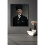 Dekoratif Dikey Atatürk Duvar Tablo Ahşap Dikdörtgen Tablo - 30 x 30 - Kırmızı