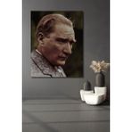 Dekoratif Dikey Atatürk Duvar Tablo Ahşap Dikdörtgen Tablo - 50 x 70 - Kırmızı