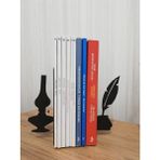 Dekoratif Divit ve Gaz Lambası Desenli Metal Kitap Tutucu 2'li Paket - Standart