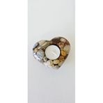 Dekoratif Doğal Taş Tealight Mumluk, Yuvarlak Tasarım, Beyaz