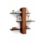 Dekoratif Duvar Rafı Demonte Modern Asimetrik Kitaplık – MDF Ahşap Duvara Monte Raf, Salon Mutfak Banyo İçin Şık Organizer Raf 50x60 cm