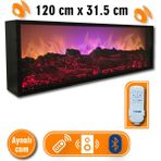 Dekoratif Elektrikli Yapay Şömine - 120 x 31.5 x 16 cm - Farklı Renk Modları,kumandalı, Bluetooth Ses - 120 x 31.5 x 16 cm