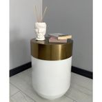 Dekoratif Eskitme Darbuka 60 cm Parlak Beyaz Sehpa
