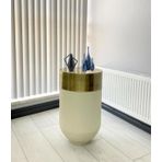 Dekoratif Eskitme Darbuka 70 cm Beyaz Sehpa
