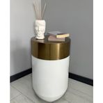 Dekoratif Eskitme Darbuka 70 cm Parlak Beyaz Sehpa