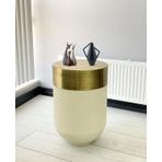 Dekoratif Eskitme Darbuka Beyaz Sehpa 60cm