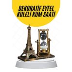 Dekoratif Eyfel Kulesi ve Kum Saati Vintage Tarzı Masa Süsü Biblo