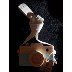 Dekoratif Fotoğraf Makinesi, Bebek Çocuk Boyun Asılı Fotoğraflı Sahne Kamera Oyuncak, Halatlı Sevimli Ahşap Kamera Oyuncaklar Çocuk Odası için (Bebek Mavisi)