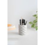 Dekoratif Geometrik Kalemlik | Modern Beton Organizer Vazo Saksı Diş Fırçalık Ofis Düzenleyici - Beyaz