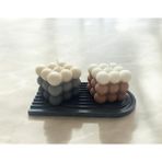 Dekoratif Gökkuşağı Tabak Üzerinde Doğal Soya Wax 2 Li Büyük Bubble Mum Set - 1 Adet