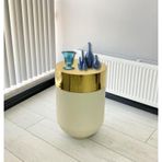 Dekoratif Gold Darbuka 60 cm Beyaz Sehpa