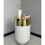Dekoratif Gold Darbuka 70 cm Parlak Beyaz Sehpa