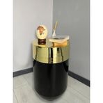 Dekoratif Gold Darbuka 70 cm Parlak Siyah Sehpa