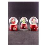Dekoratif Hediye 3 Adet Yılbaşı Noel Baba ve Kardan Adam Temalı Mini Boy Işıklı Kar Küresi 6,5 cm