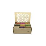 Dekoratif Hediyelik 9 Bölmeli Ahşap Çay Kutusu Poşet Bitki Çayı Saklama Kutusu Tea Box-Akçaağaç