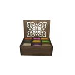 Dekoratif Hediyelik 9 Bölmeli Ahşap Çay Kutusu Poşet Bitki Çayı Saklama Kutusu Tea Box-Gediz