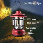 Dekoratif Kamp Lambasi Ledli Askili Beyaz Isikli El Feneri Isildak Sarjli Portatif Gece Lamba Kirmizi