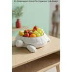 Dekoratif Kaplumbağa Organizer Çok Amaçlı Masaüstü Kase Modern Ev Dekor Objesi Beyaz 15 x 14
