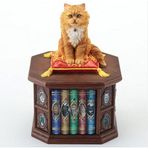 Dekoratif Kedi Figürlü Ahşap Kütüphane Biblo, 11x11x17 cm, Kahverengi