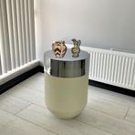 Dekoratif Krom Darbuka 60 cm Beyaz Sehpa