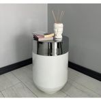Dekoratif Krom Darbuka 60 cm Parlak Beyaz Sehpa