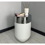 Dekoratif Krom Darbuka 70 cm Parlak Beyaz Sehpa